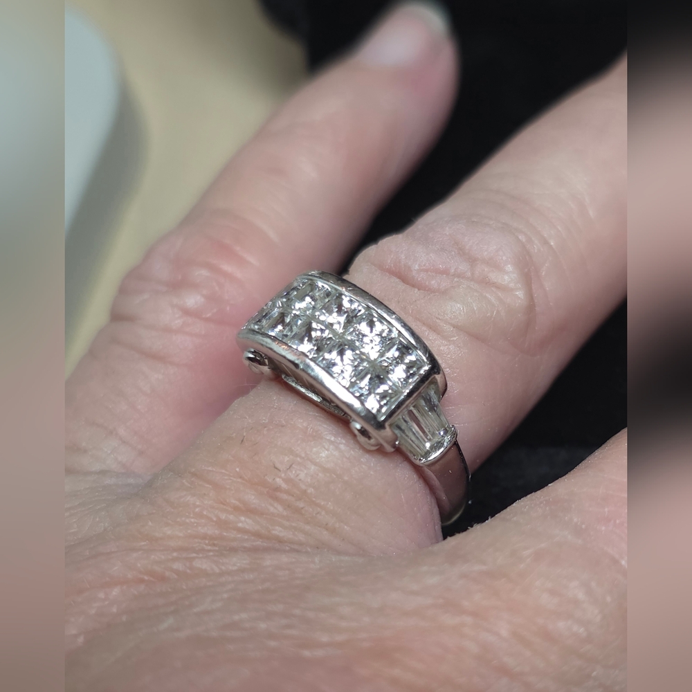 STERLING 925 CZ DIAMOND LADIES COCKTAIL  RING SIZE 6 - Picture 3 of 8